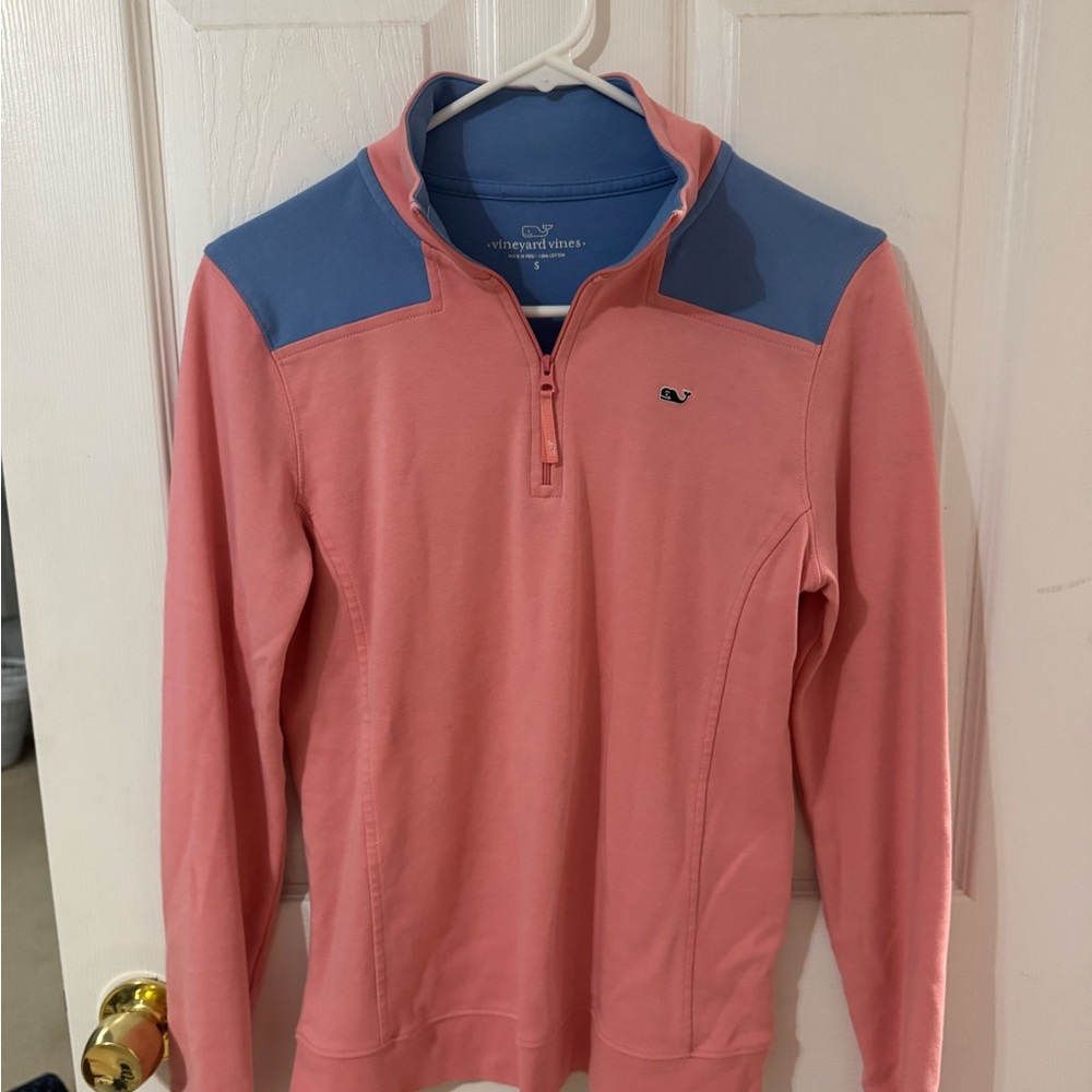 Vineyard Vines Coral and Slate Quarter-Zip